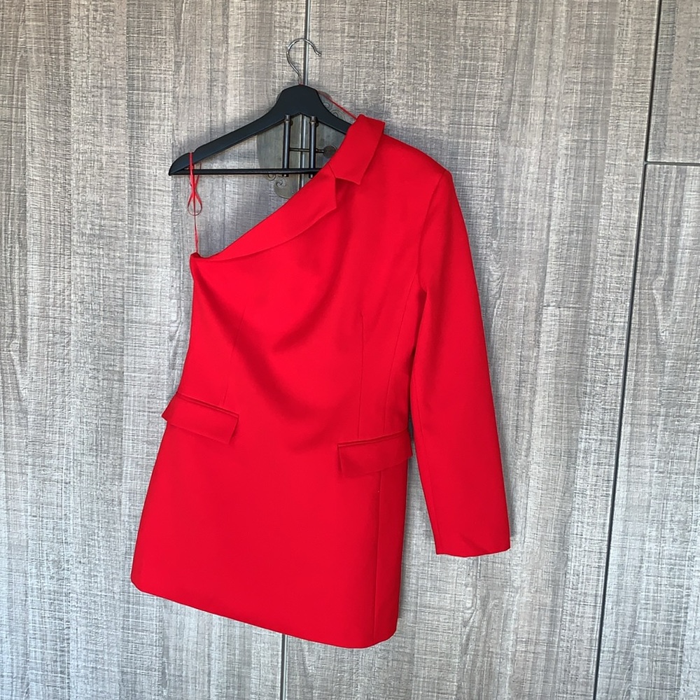 Zara One Shoulder Asymmetrical Blazer Dress - Picture 12 of 14